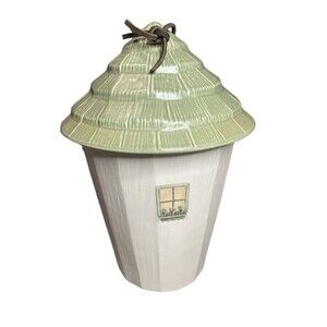 PFALTZGRAFF Naturewood Cookie Jar Birdhouse Green Canister Storage SEE CHIP!